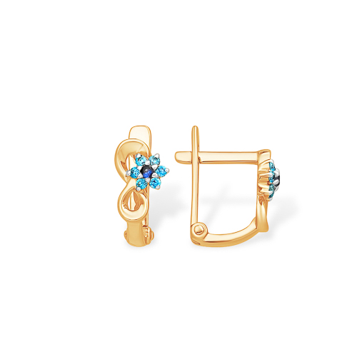 Серьги из красного золота 585 пробы с фианитами