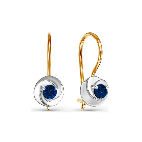 Серьги из комбинированного золота 585 пробы с фианитами