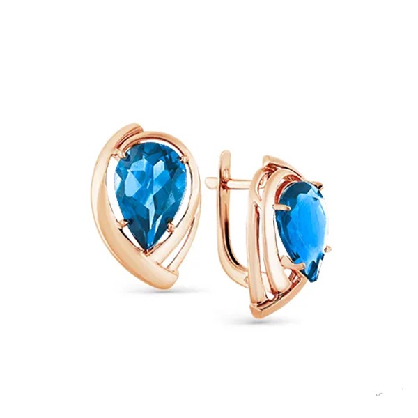 Серьги из красного золота с топазами