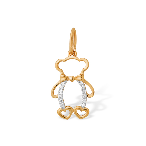 Подвеска из красного золота 585 пробы с фианитами