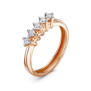 Кольцо из красного золота с бриллиантами