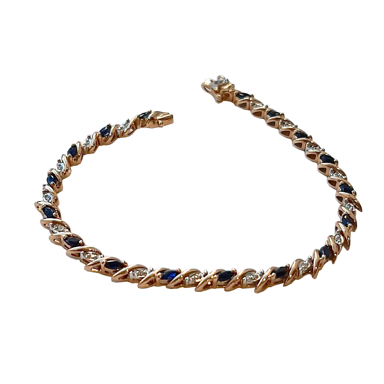 Браслет из красного золота с сапфирами и бриллиантами