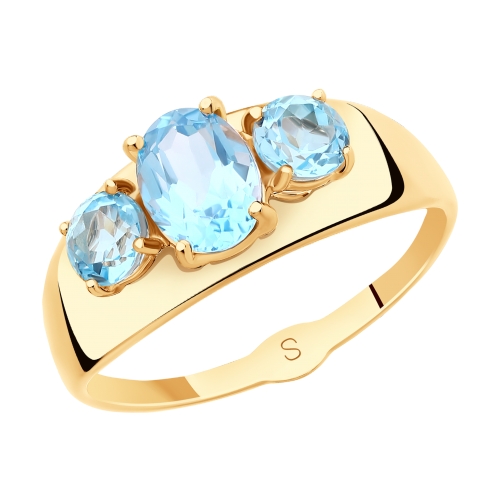 Кольцо из красного золота с топазами