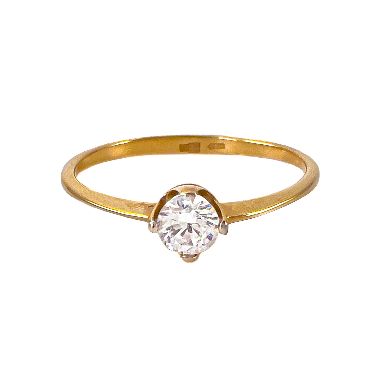 Кольцо из красного золота с фианитом