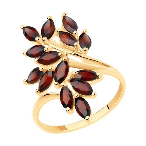 Кольцо из красного золота с гранатами