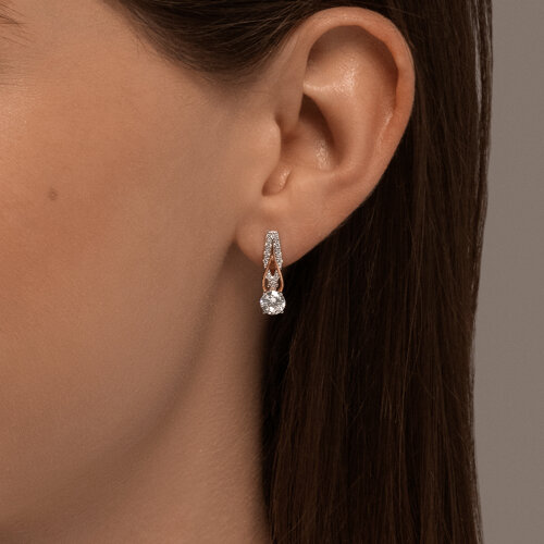 Серьги из красного золота с фианитами