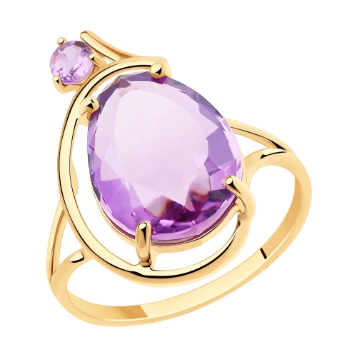 Кольцо из красного золота с аметистами