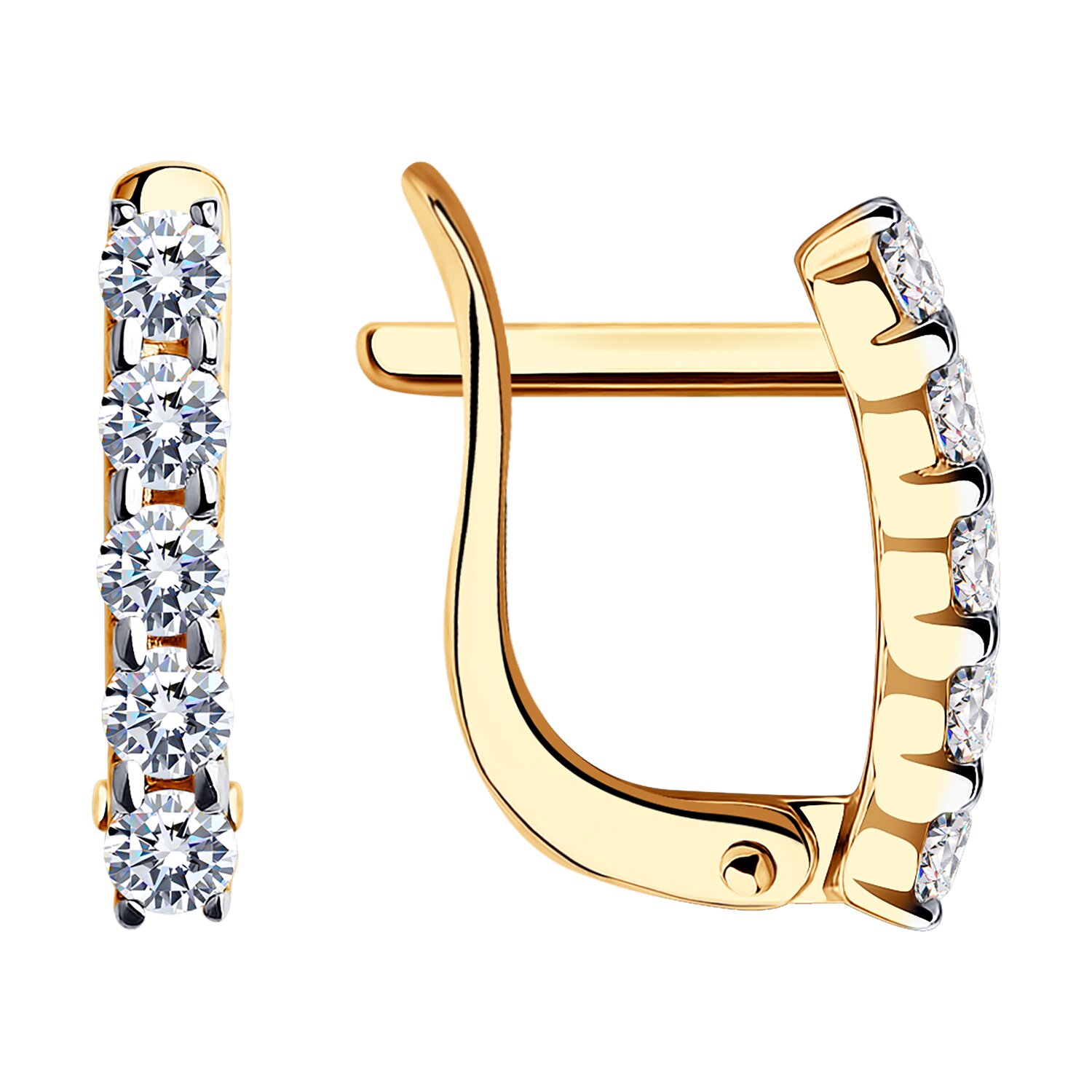 Серьги из красного золота 585 пробы с фианитами