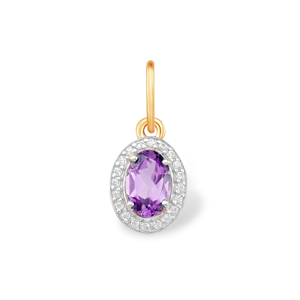 Подвеска из красного золота с аметистом и фианитами