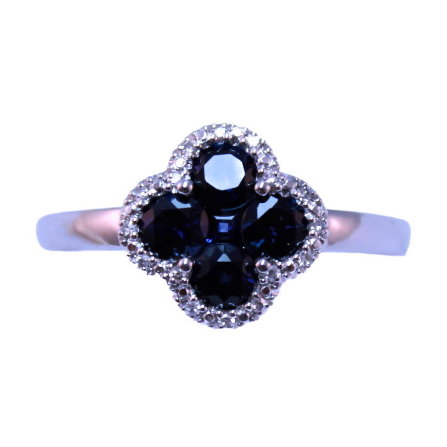 Кольцо из белого золота с сапфирами и бриллиантами