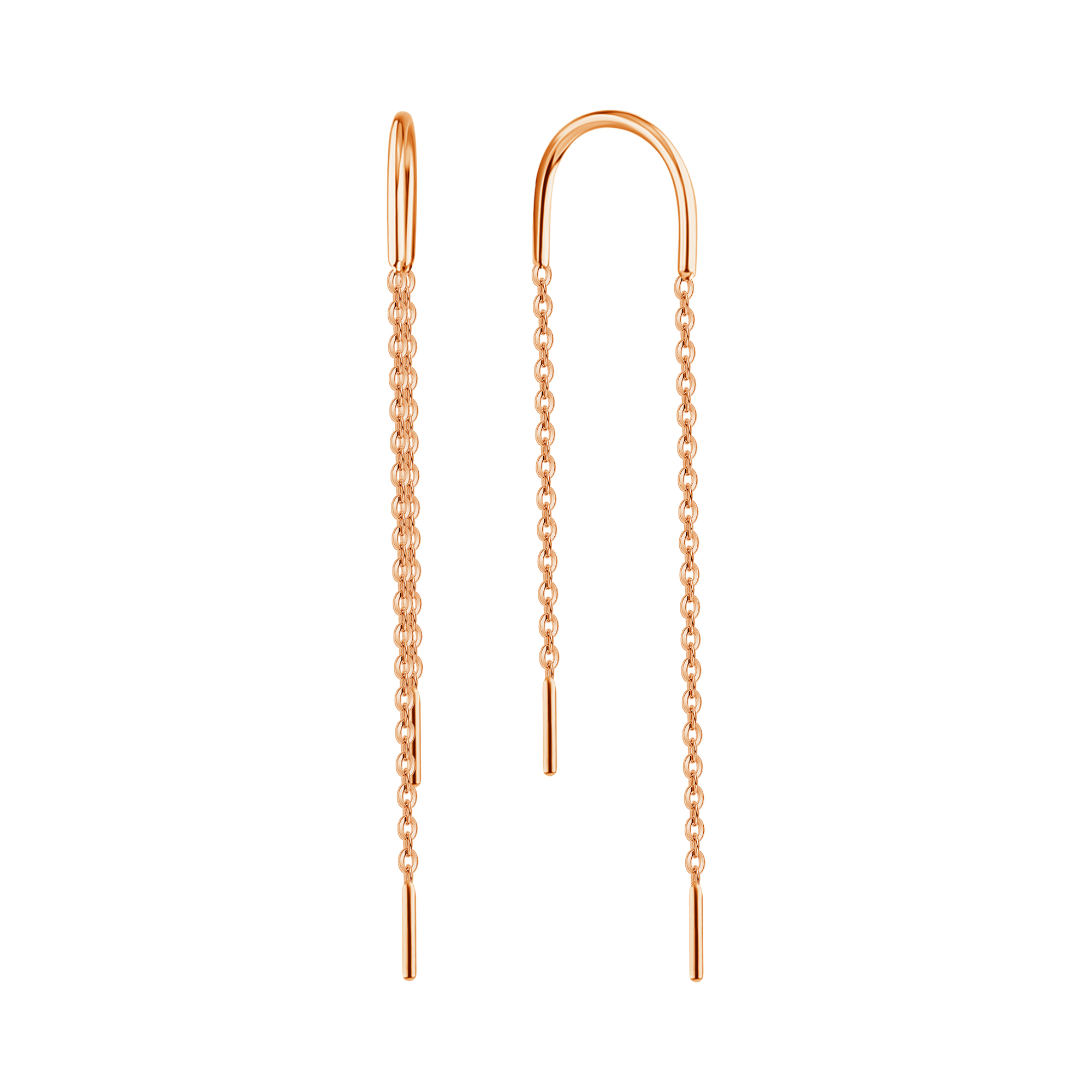 Серьги-цепочки из красного золота