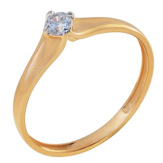 Кольцо из красного золота с фианитом