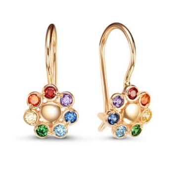 Серьги из красного золота 585 пробы с фианитами