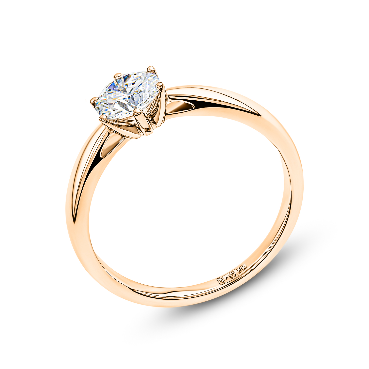 Кольцо из красного золота с бриллиантом