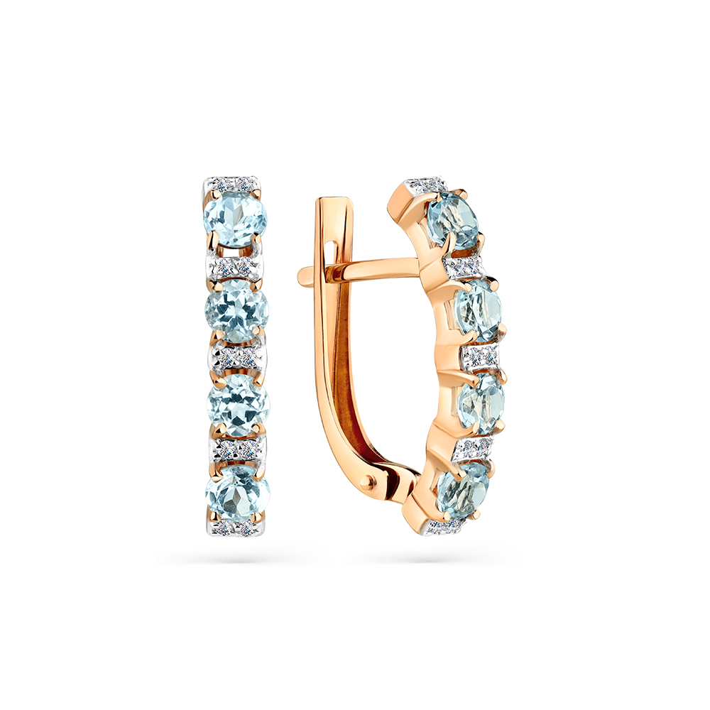 Серьги из красного золота с топазами и фианитами