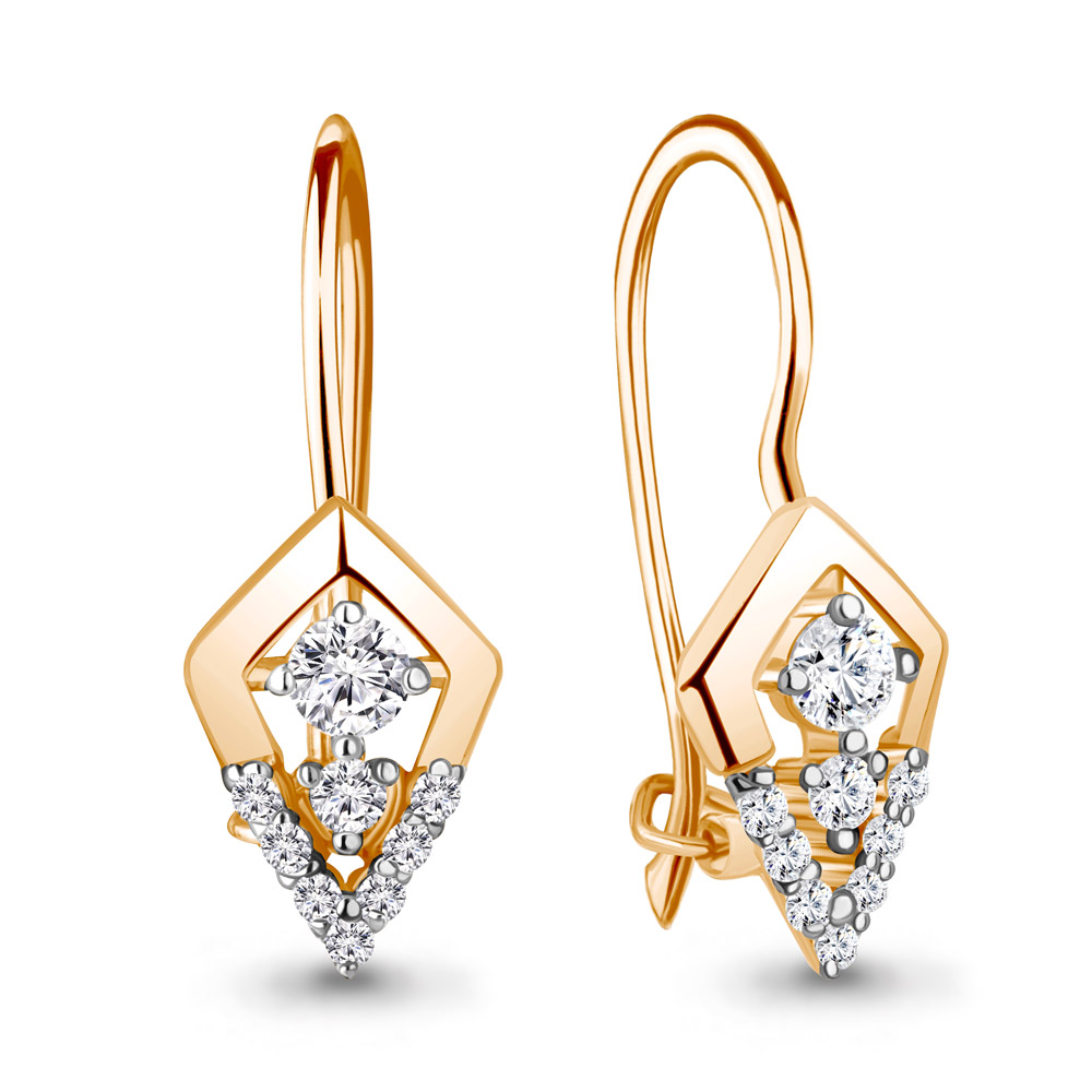 Серьги из красного золота с фианитами