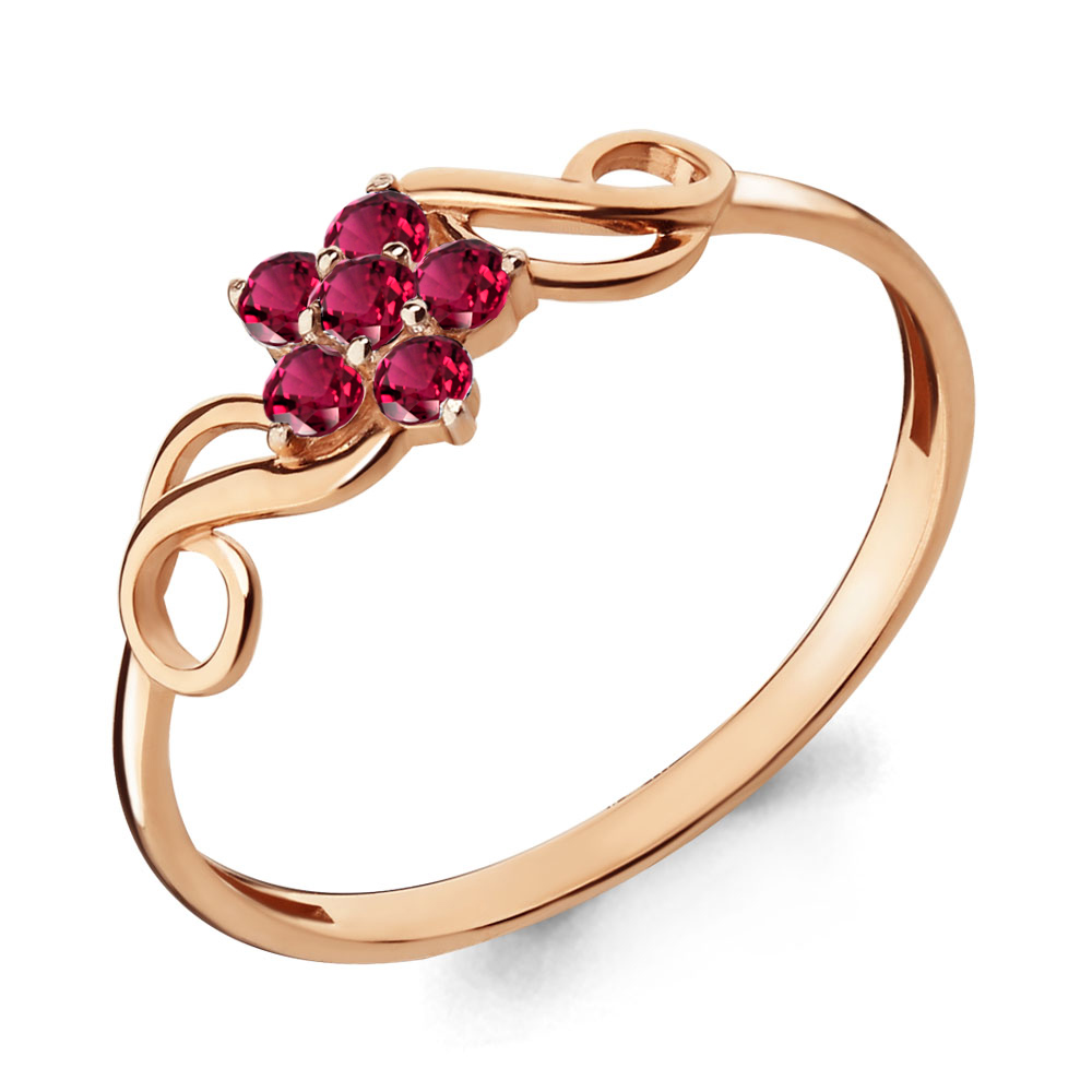 Кольцо из красного золота с корундами