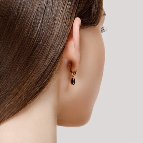 Серьги из красного золота с гранатами и фианитами