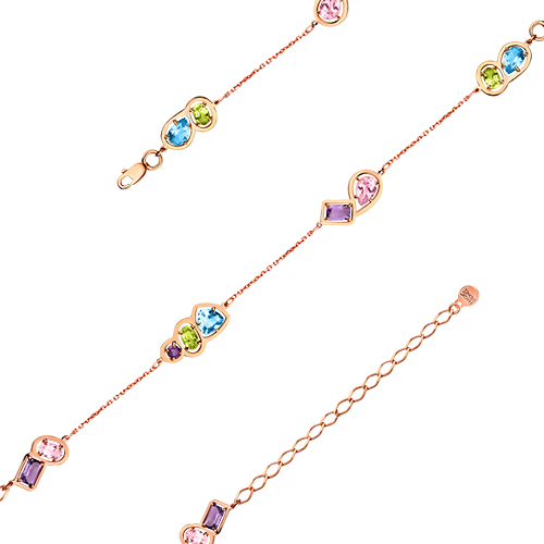 Браслет из красного золота с миксом камней