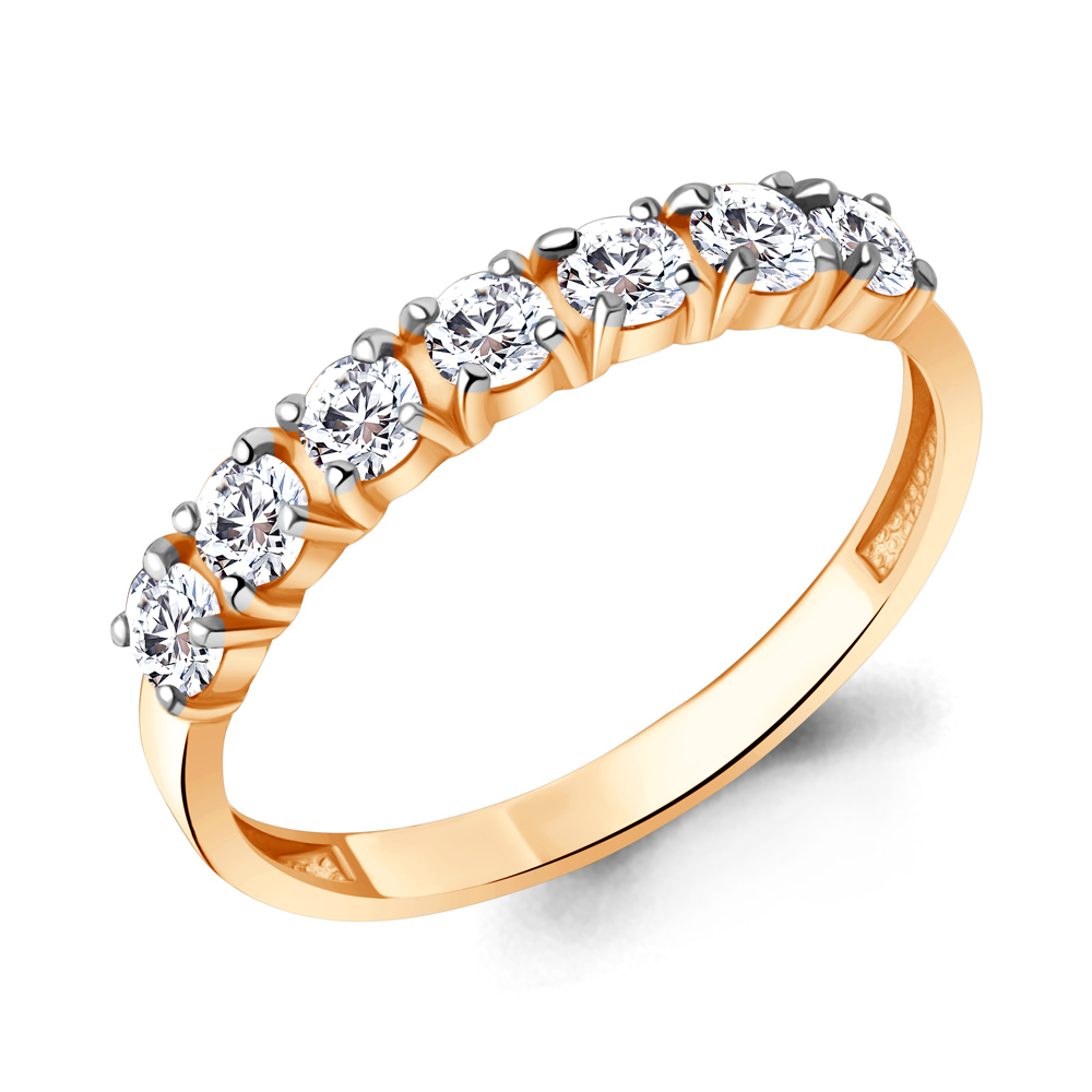 Кольцо из красного золота с фианитами