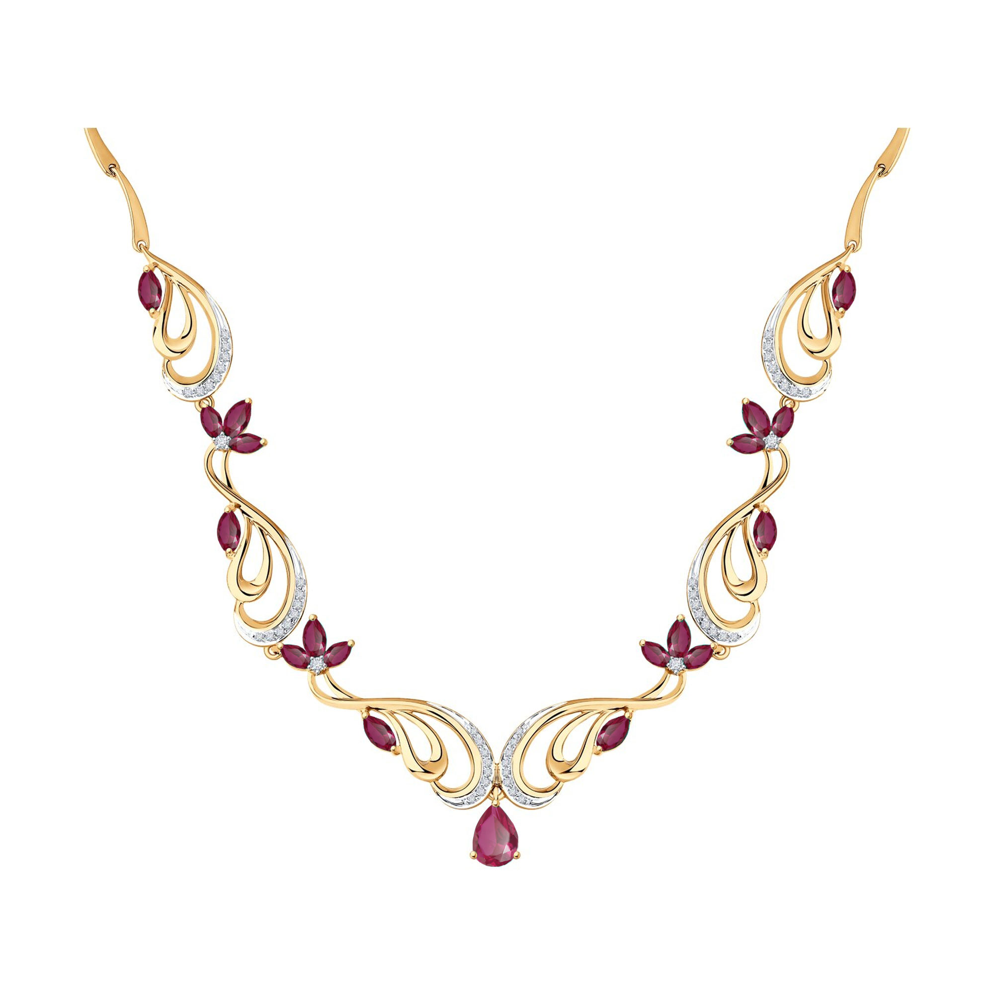 Колье из красного золота с рубинами и бриллиантами