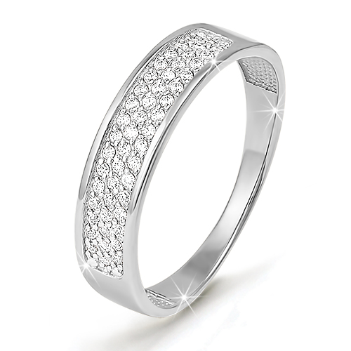 Кольцо из белого золота с фианитами