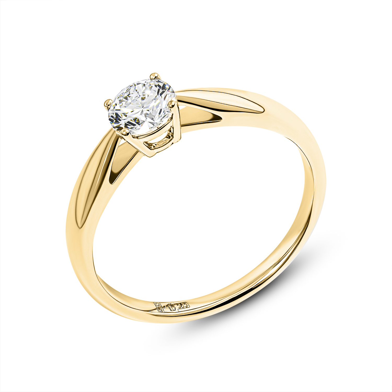 Кольцо из желтого золота с бриллиантом