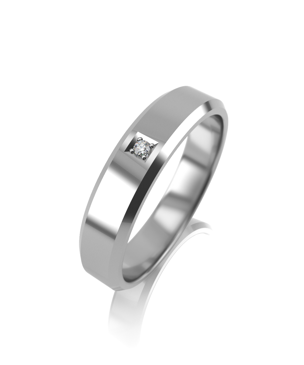 Обручальное кольцо из белого золота с бриллиантом