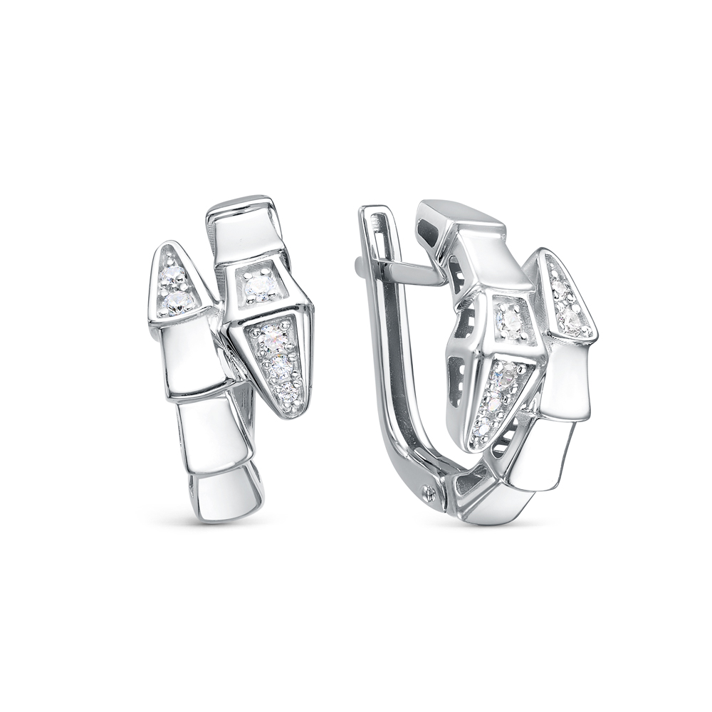 Серьги из белого золота с фианитами