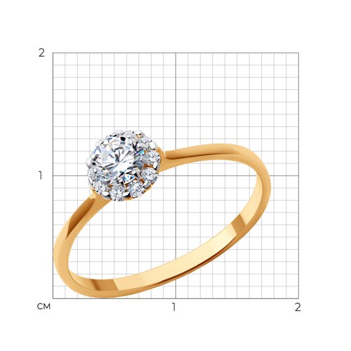 Кольцо из красного золота с фианитами