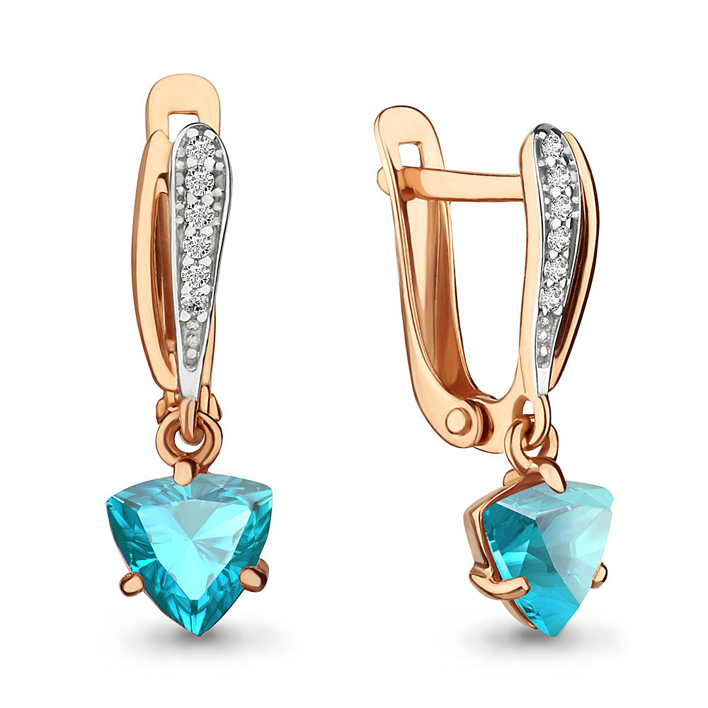 Серьги из красного золота с топазами и фианитами