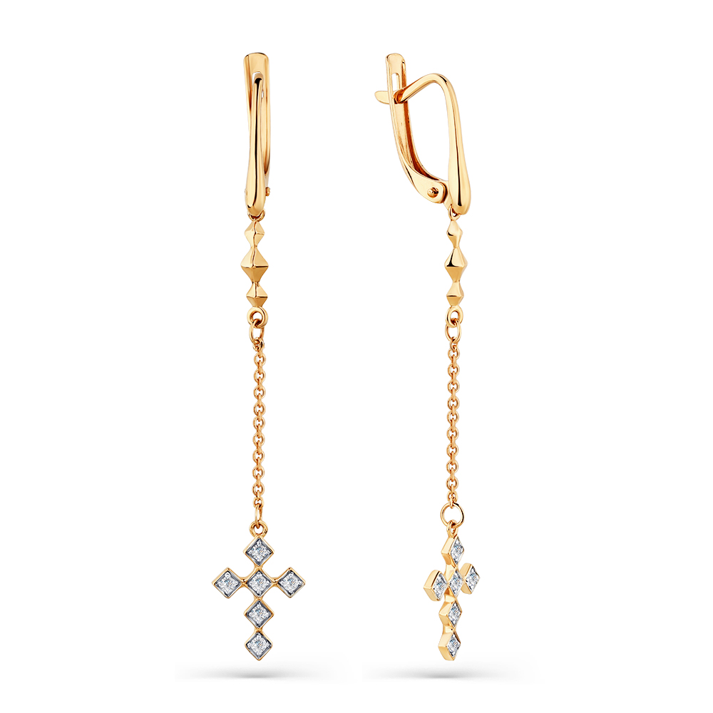 Серьги из красного золота с фианитами