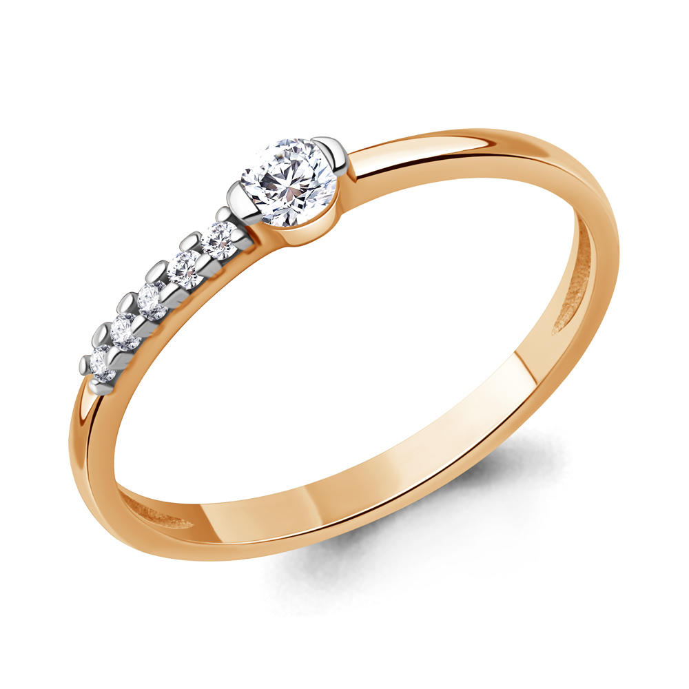 Кольцо из красного золота с фианитами