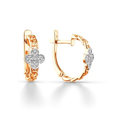 Серьги из красного золота с фианитами