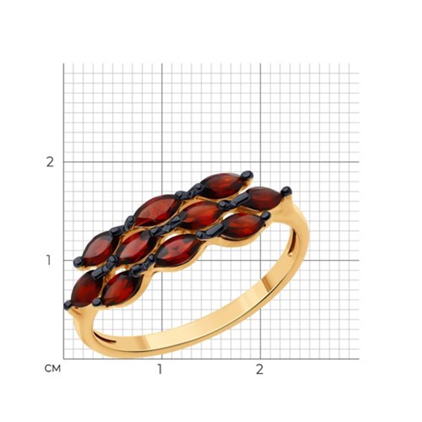 Кольцо из красного золота с гранатами