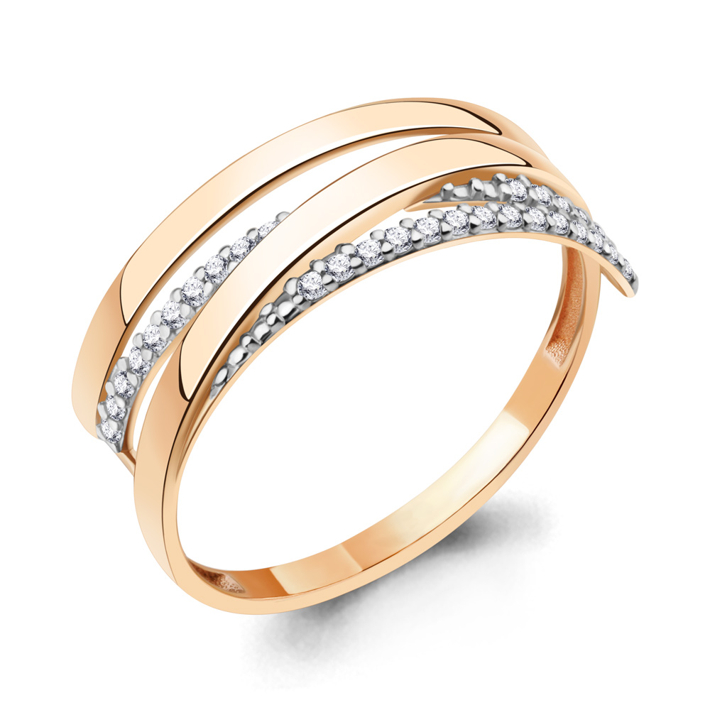 Кольцо из красного золота с фианитами