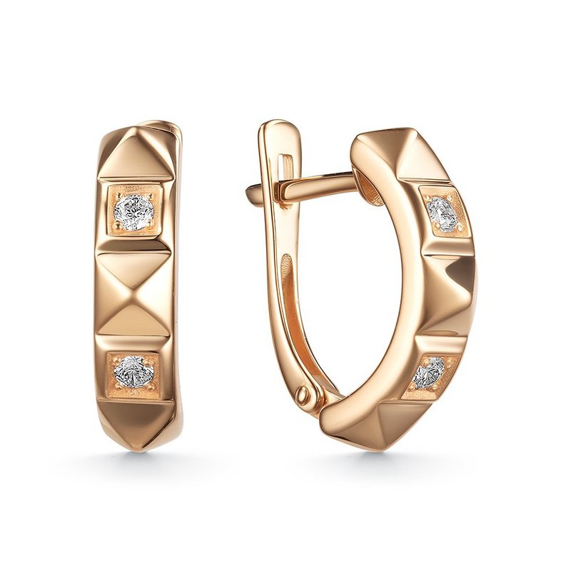 Серьги из красного золота с фианитами