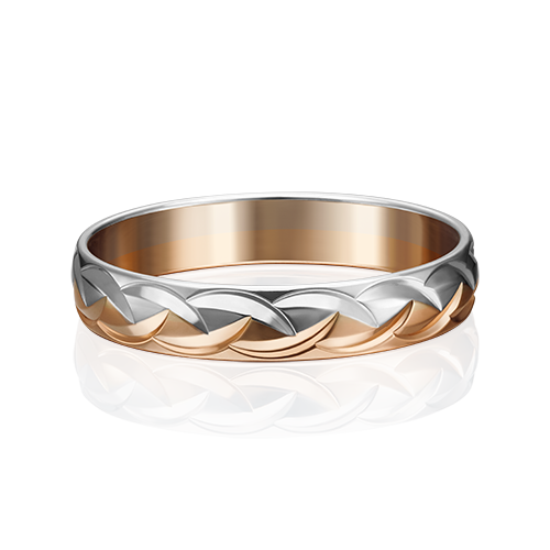 Обручальное кольцо из комбинированного золота с алмазной гранью