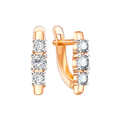 Серьги из красного золота с фианитами