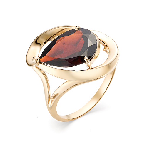 Кольцо из красного золота с гранатом