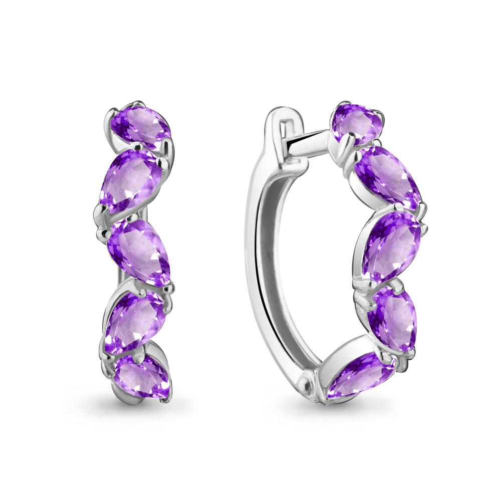 Серьги-конго из серебра с аметистами