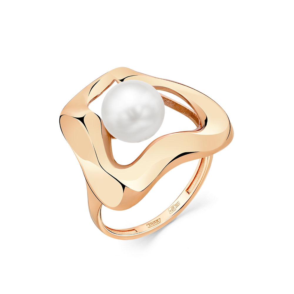 Кольцо из красного золота с жемчугом