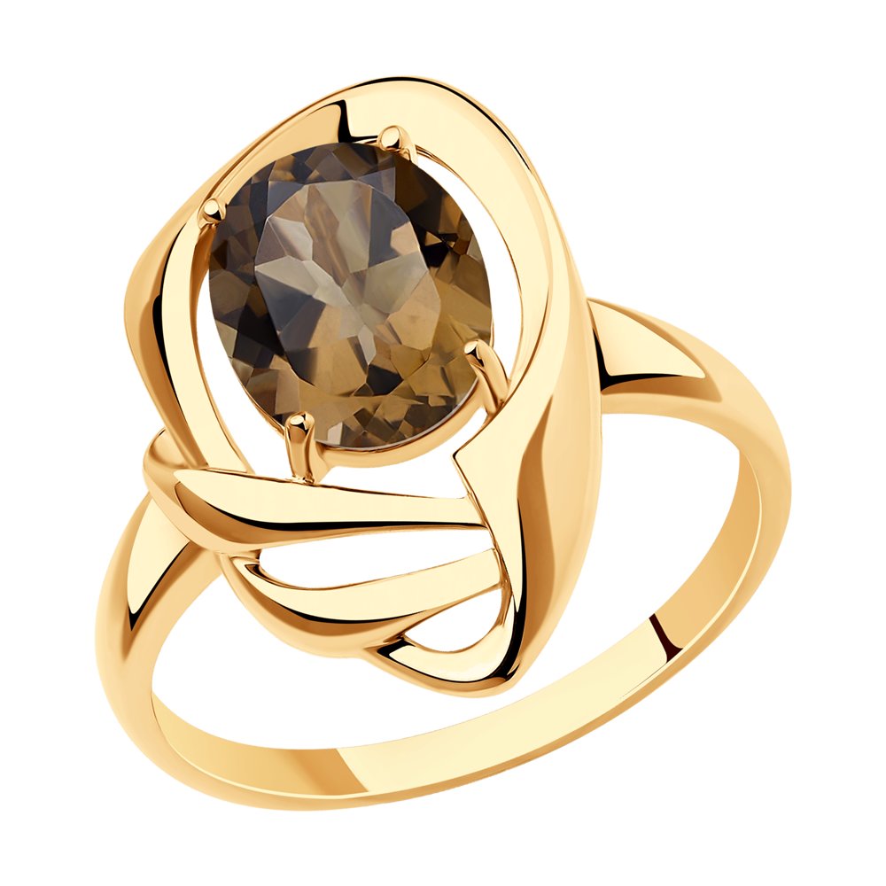 Кольцо из красного золота с раухтопазом