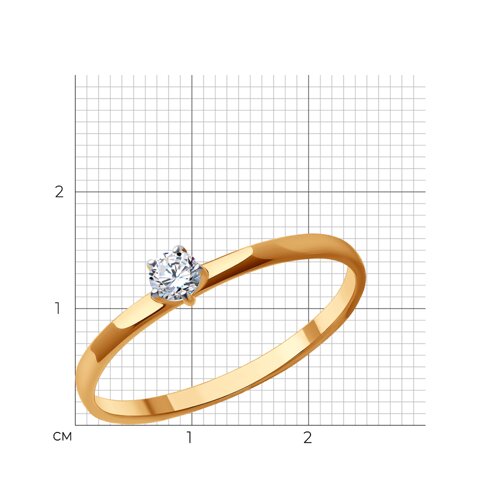 Кольцо из красного золота с фианитом