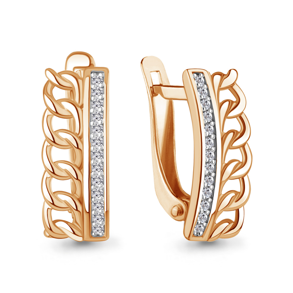 Серьги из красного золота с фианитами