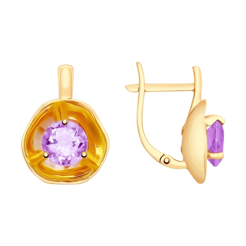 Серьги из красного золота с аметистами