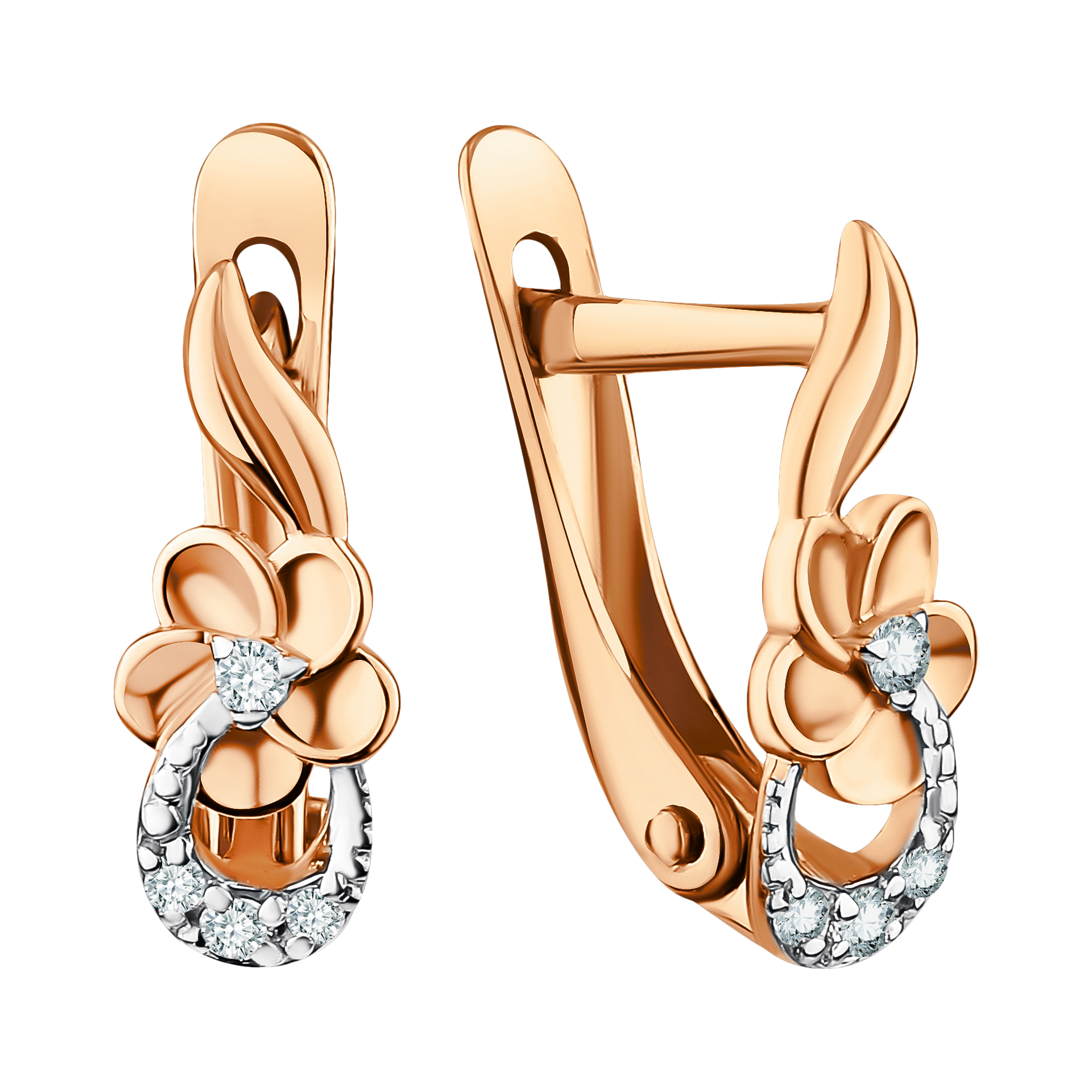 Серьги из красного золота с фианитами