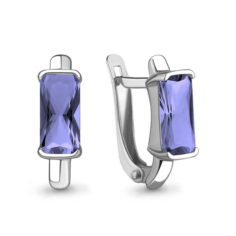 Серьги из серебра с нанотанзанитами