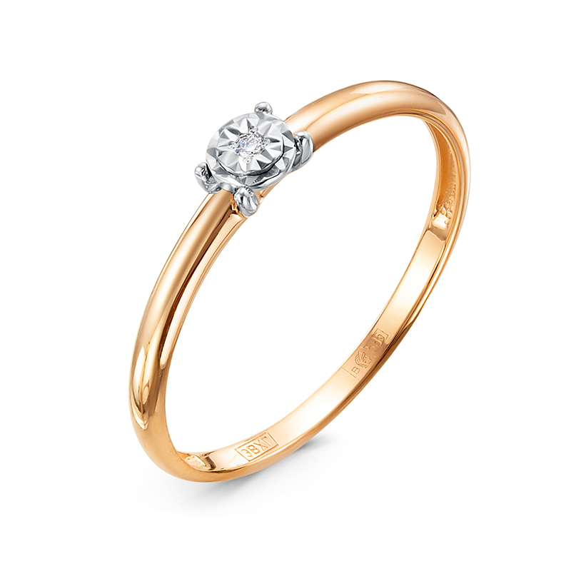 Кольцо из красного золота с бриллиантом