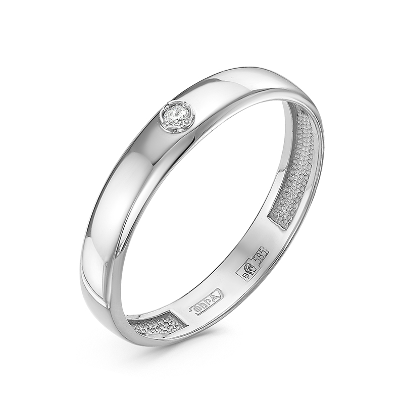 Обручальное кольцо из белого золота с бриллиантом